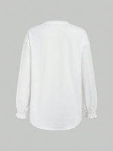 Smocked Cuff Round Neck Long Sleeve T-Shirt OutfitFlow